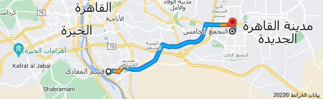 المسافة بين المعادي والتجمع الخامس